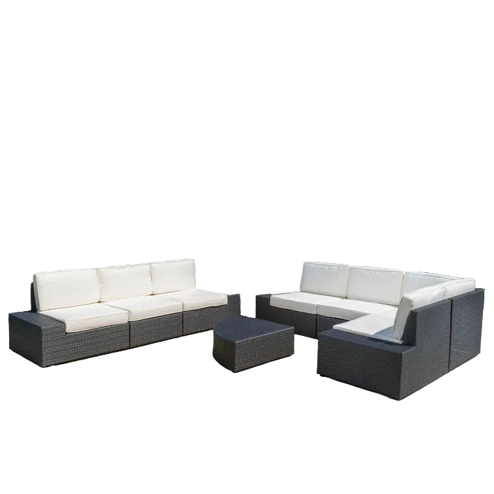 Santa Cruz Outdoor 8‑Piece Wicker Sectional Set – Weather‑Resistant Patio Seating with Cushions