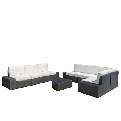 Santa Cruz Outdoor 8‑Piece Wicker Sectional Set – Weather‑Resistant Patio Seating with Cushions