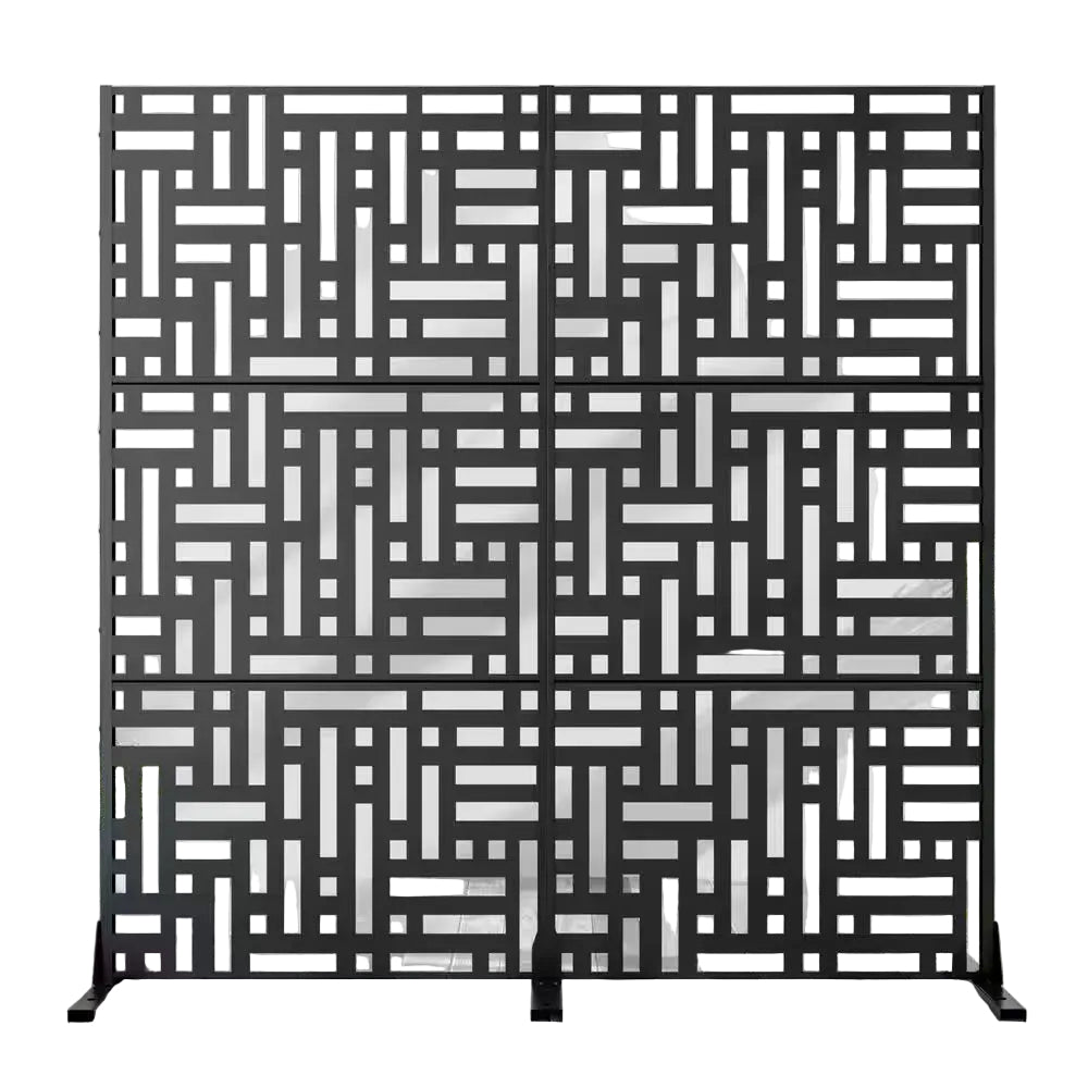 72 In. H X 72 In. W Wall Sculptures Outdoor Privacy Screens Garden Fence in Black