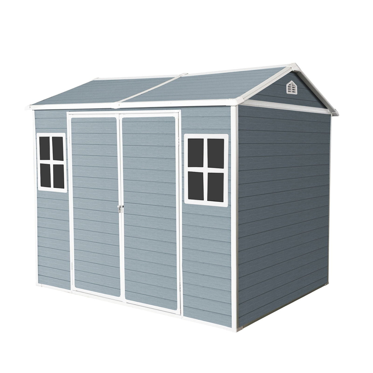 Resin Outdoor Storage Shed with Floor & Lockable Door - Gray or Black
