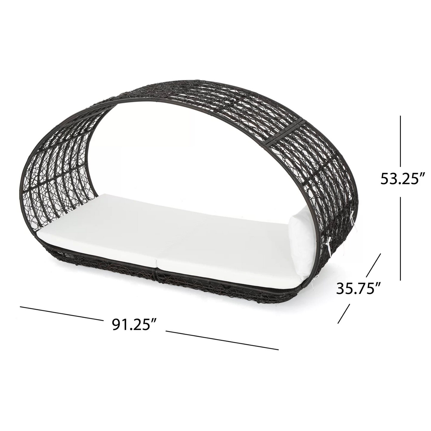 Lavina 91.25'' Wicker Outdoor Patio Canopy Daybed