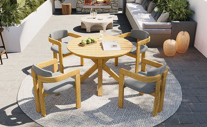 5‑Piece Outdoor Acacia Wood Round Dining Set