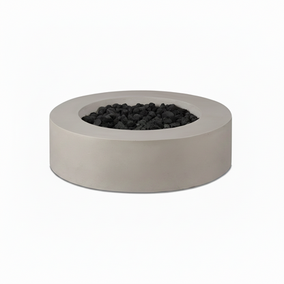 Brookhurst 43 In. W X 13 In. H round Outdoor GFRC Liquid Propane Fire Pit in Flint with Lava Rocks