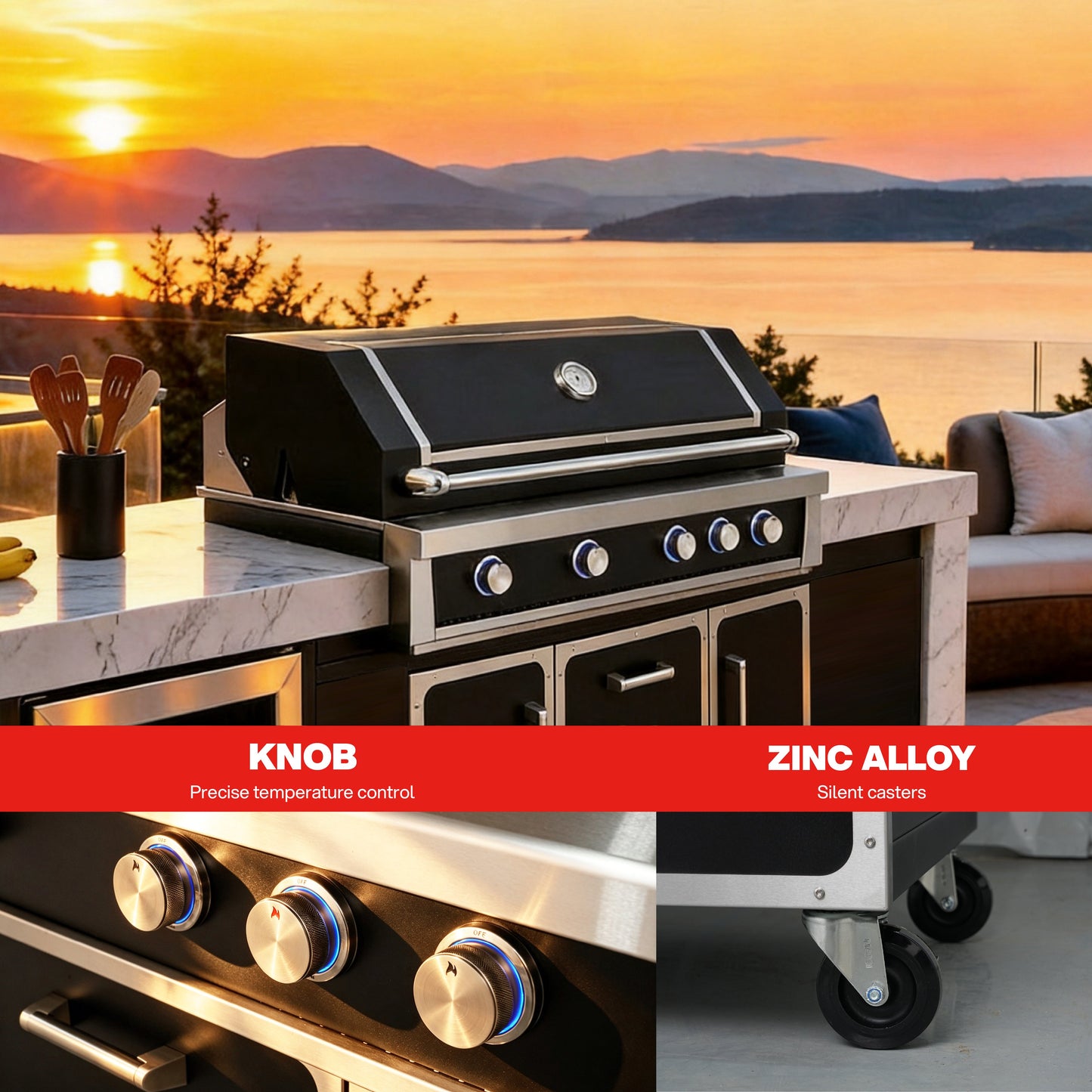 49'' Stainless Steel Standard Grill Featuring Infrared Back Burner