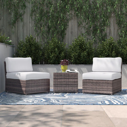 Modern Wicker Outdoor Seating Set with Cushions – Aluminum Frame & HDPE Wicker 3-Piece