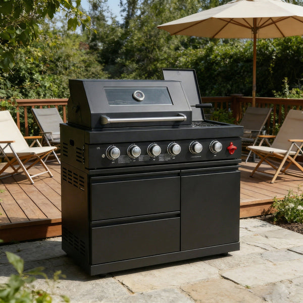 46-Inch 75300 BTU 6-Burners Deluxe Stainless Steel Gas Outdoor Kitchen Barbecue Grill