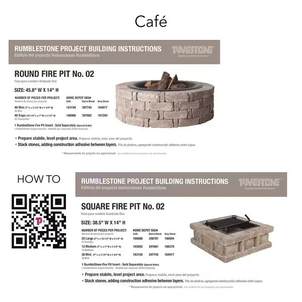 Rumblestone 46 In. X 14 In. round Concrete Fire Pit Kit No. 2 in Sierra Blend with round Steel Insert