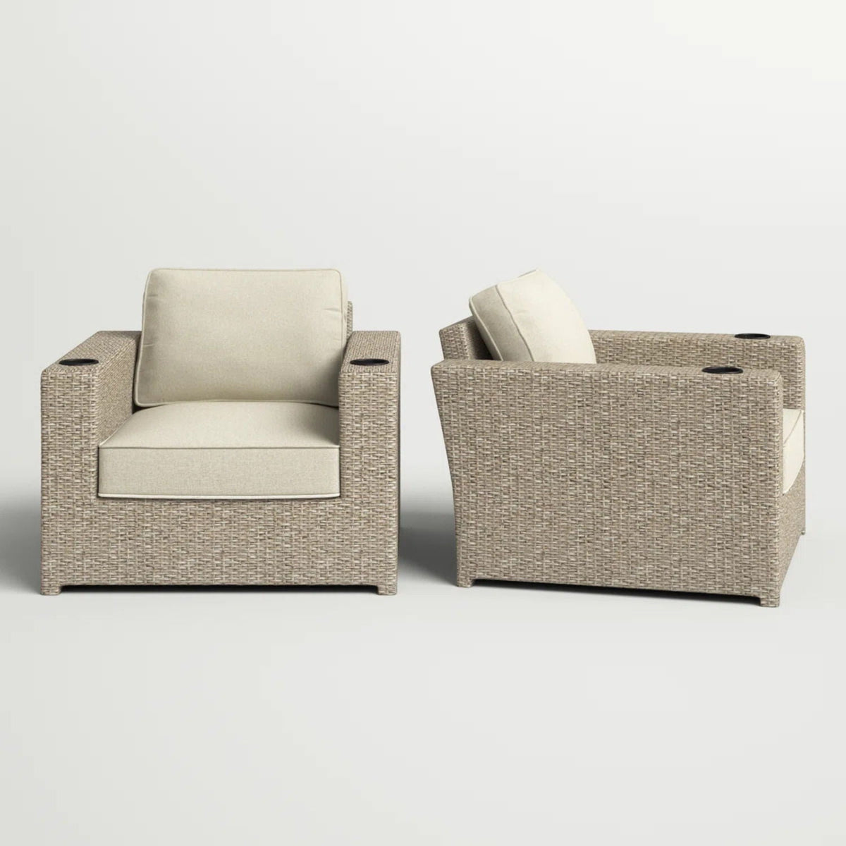 Outdoor Lounge Chairs with Cushions – Weather‑Resistant Gray Mix, Rustproof Aluminum & All‑Weather Wicker (Set of 2)