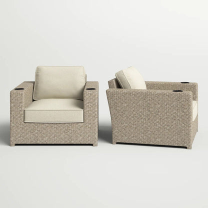 Outdoor Lounge Chairs with Cushions – Weather‑Resistant Gray Mix, Rustproof Aluminum & All‑Weather Wicker (Set of 2)