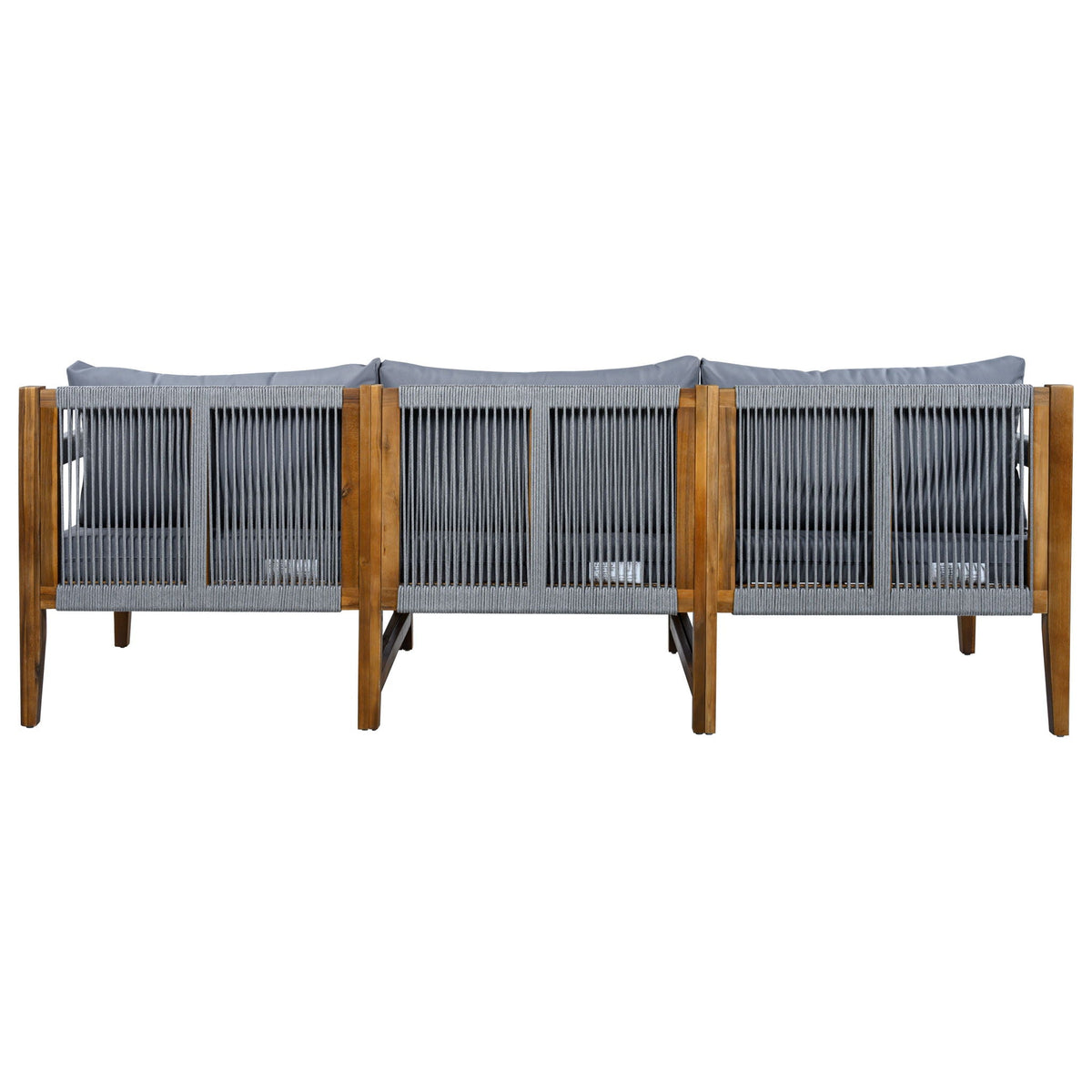 Acacia Wood Outdoor Modular Seating Set with Rope Accents & Water‑Resistant Cushions – 3‑Piece