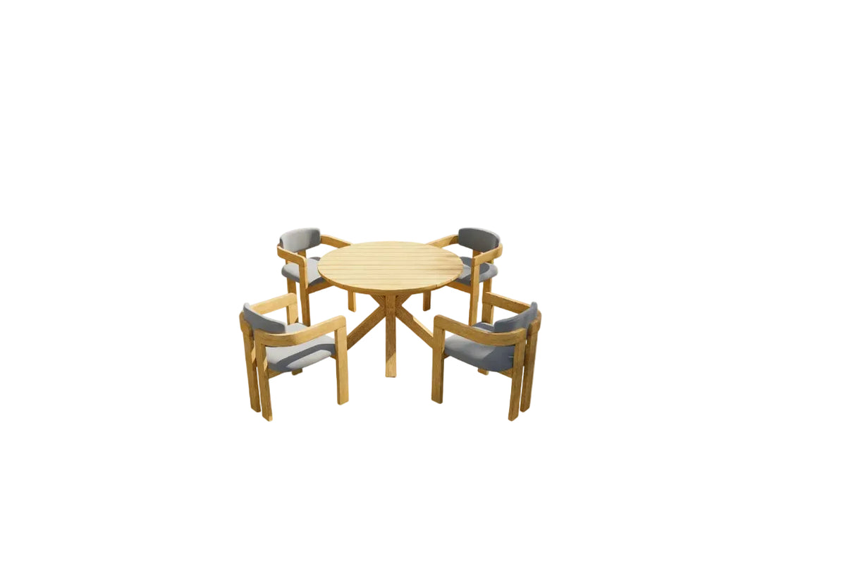 5‑Piece Outdoor Acacia Wood Round Dining Set