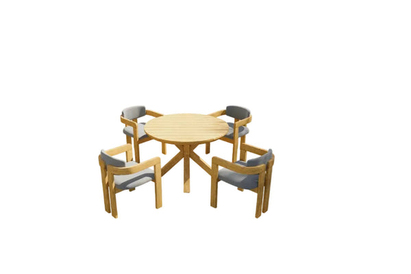 5‑Piece Outdoor Acacia Wood Round Dining Set