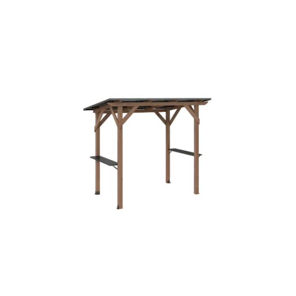 Grill Gazebo 8.6 x 5 FT Cedar Wood with Serving Shelves