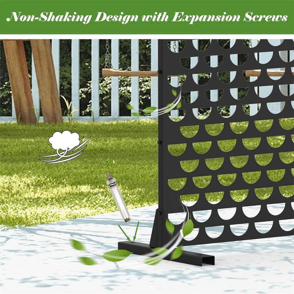 70.75 In. Galvanized Metal Outdoor Privacy Screens Garden Outdoor Fence Spring in Black