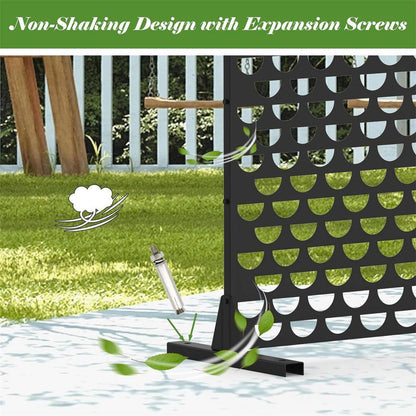 70.75 In. Galvanized Metal Outdoor Privacy Screens Garden Outdoor Fence Spring in Black