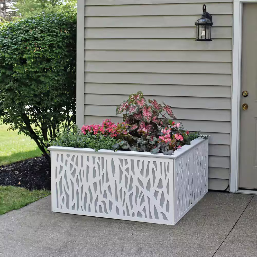 2 Ft. X 4 Ft. Sprig White Polypropylene Decorative Screen Panel