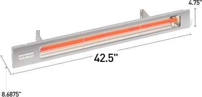SL-2424 SS Slimline Series Single Element Electric Patio Heater 42.5" Long, 2400 Watts, 240 Volts, Silver Finish