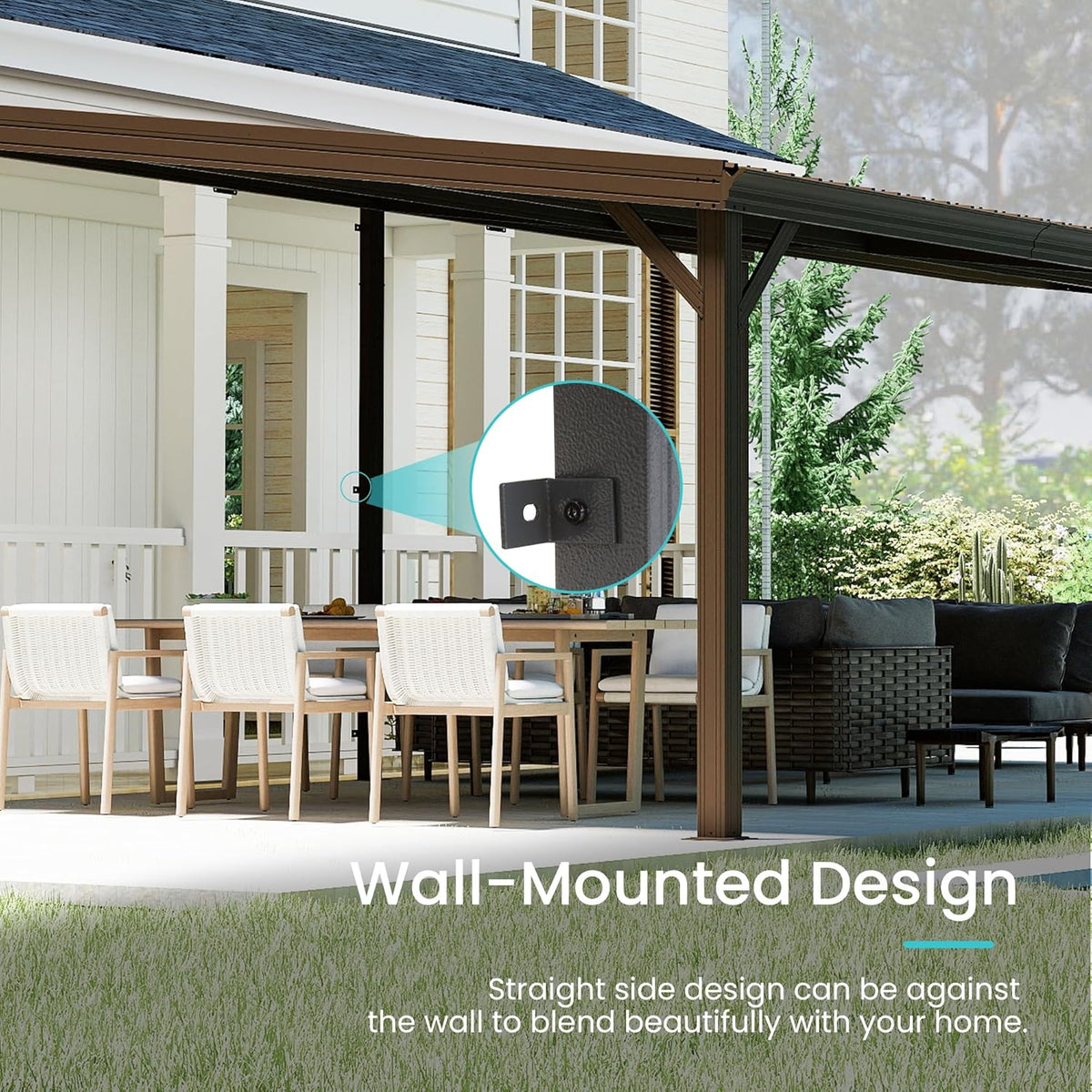 12x20FT Lean To Gazebo with Steel Roof