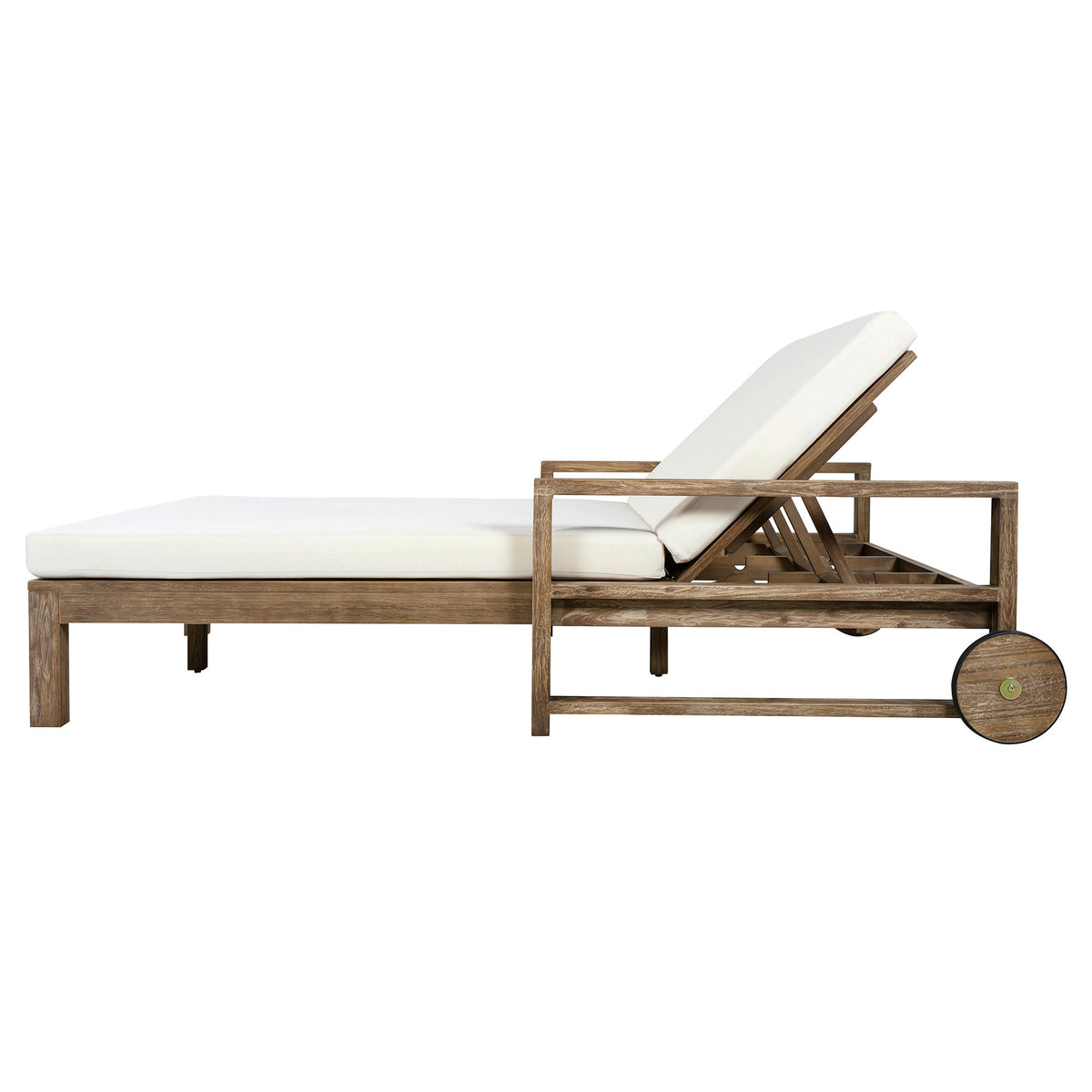 TREXM 1‑Piece Farmhouse Wooden Outdoor Sunbed for 2