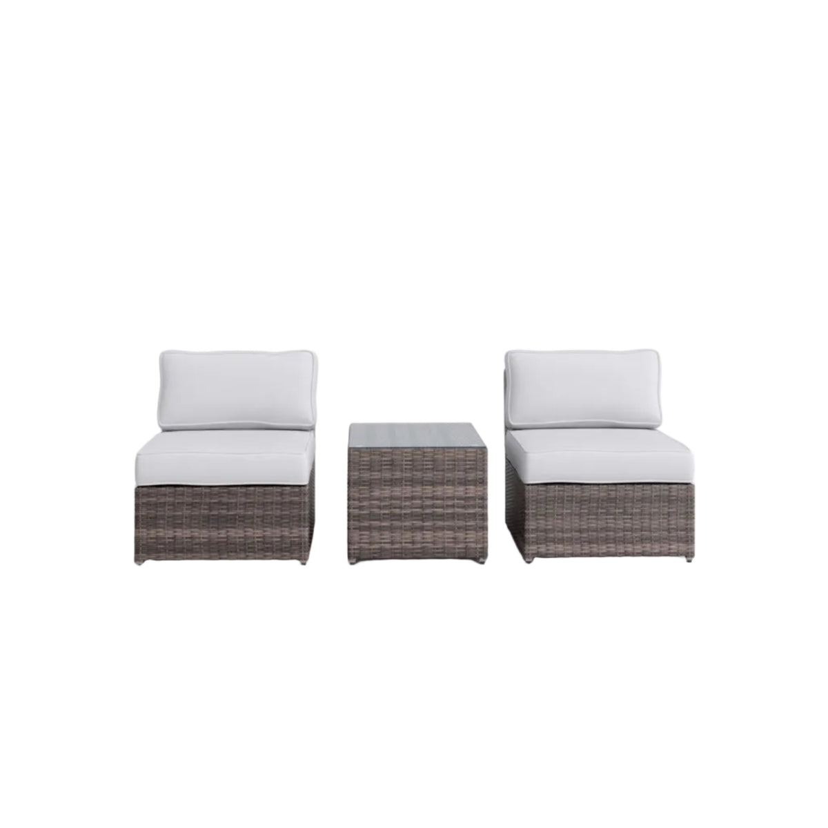 Modern Wicker Outdoor Seating Set with Cushions – Aluminum Frame & HDPE Wicker 3-Piece