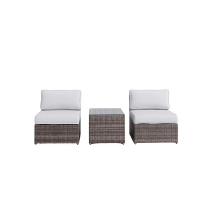 Modern Wicker Outdoor Seating Set with Cushions – Aluminum Frame & HDPE Wicker 3-Piece