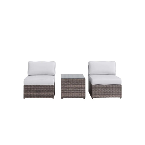 Modern Wicker Outdoor Seating Set with Cushions – Aluminum Frame & HDPE Wicker 3-Piece