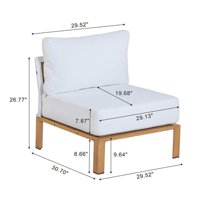 Vine 4‑Piece Outdoor Conversation Set with Convertible Sectionals & Marble‑Design Table – White