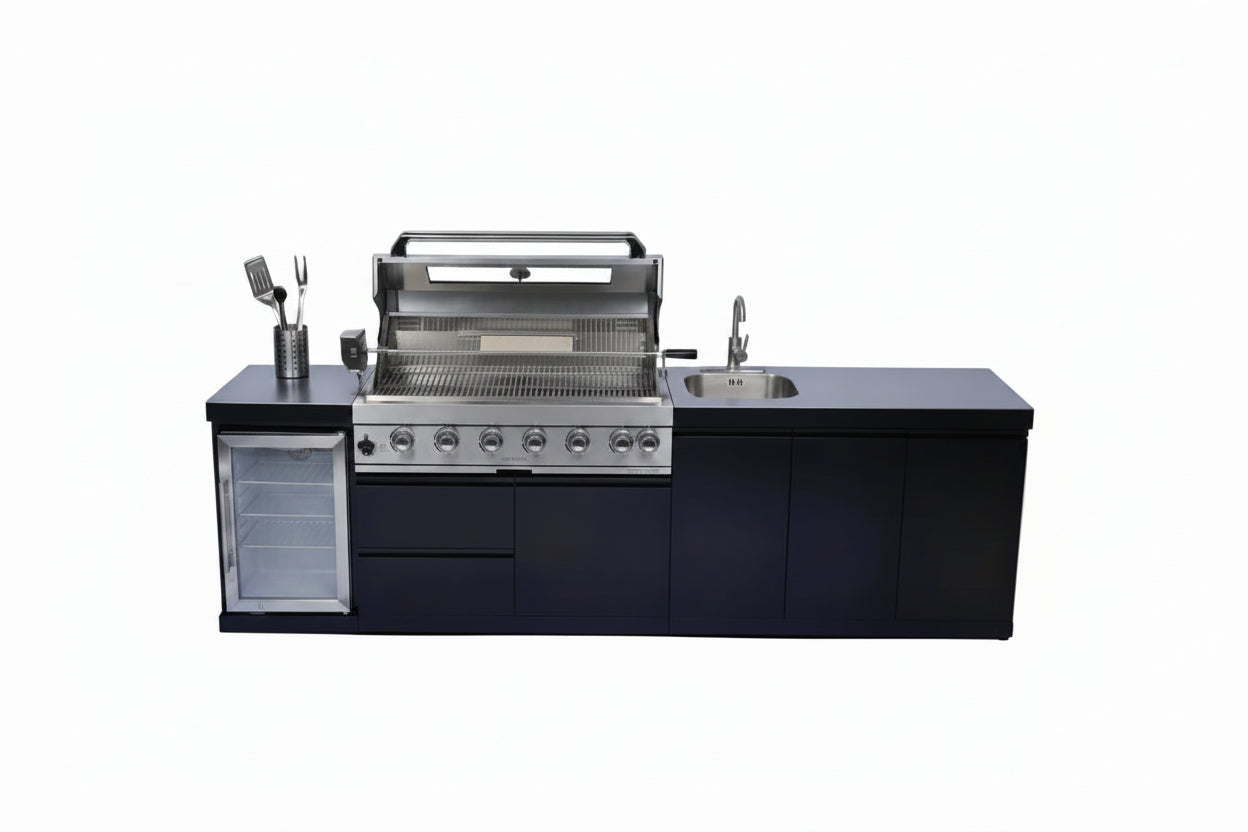 96-Inch 6-Burner Stainless Steel Gas Outdoor Kitchen Barbecue Island Grill