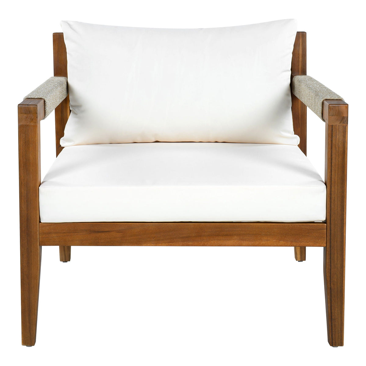 Acacia Wood Outdoor Modular Seating Set with Rope Accents & Water‑Resistant Cushions – 3‑Piece