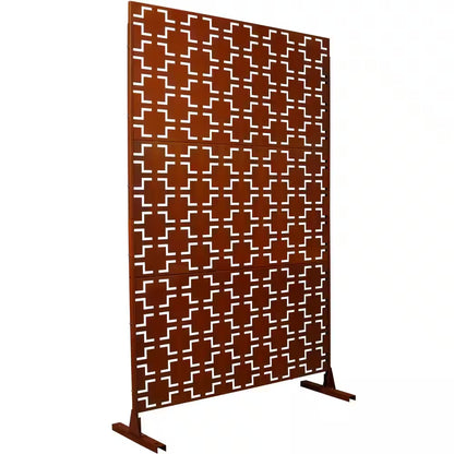 4 Ft. X 6.33 Ft. Rust Red Outdoor Indoor Freestanding Metal Privacy Screen Fence Panels for Lawn Garden (Not Composite)