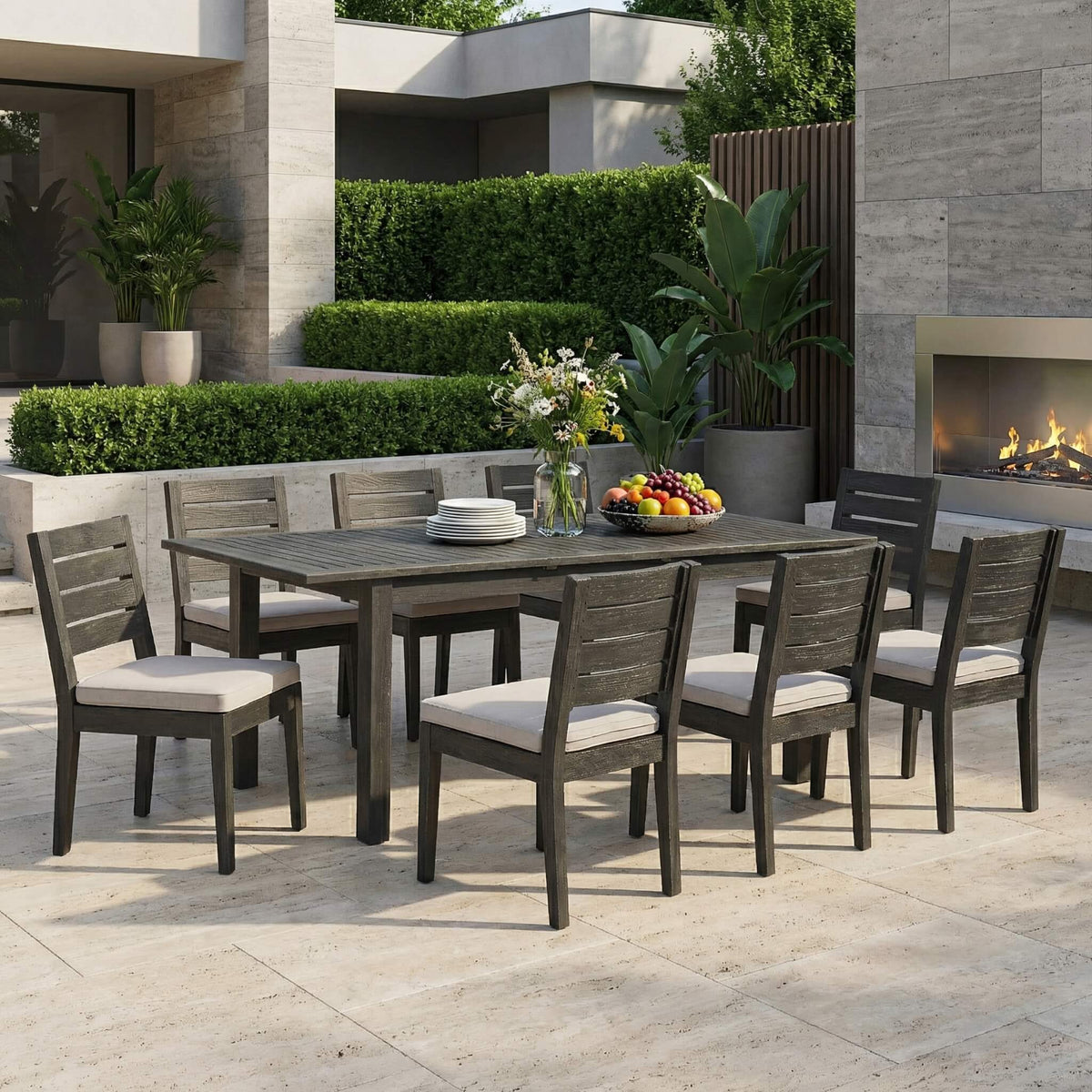 9‑Piece Acacia Wood Outdoor Dining Set — Extendable Table & Weather‑Resistant Chairs