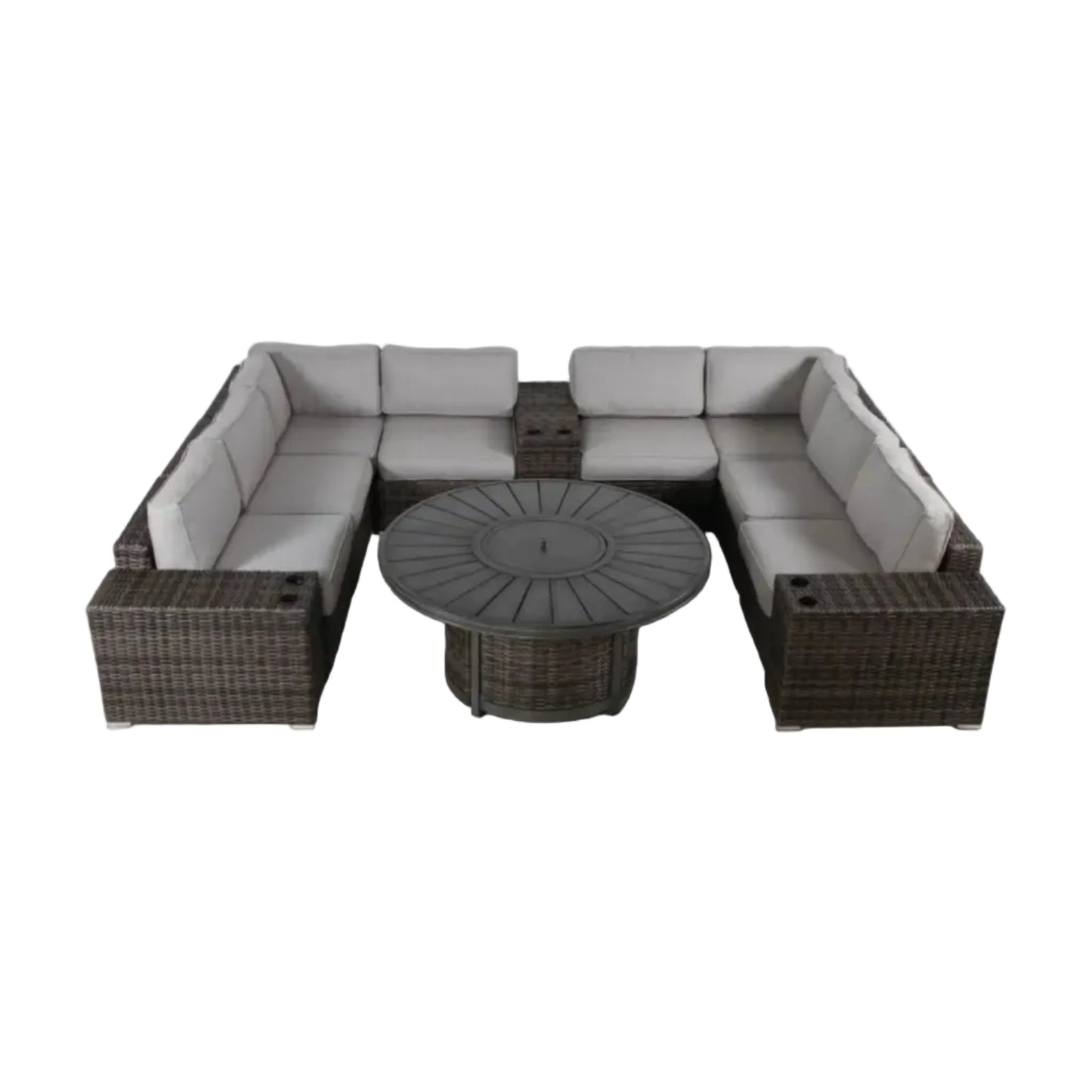 Patio Seating Group With Cushions And Fire Pit - Espresso