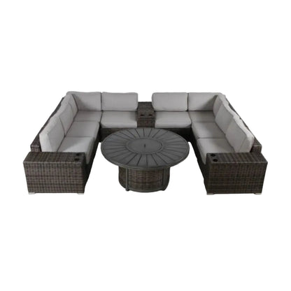 Patio Seating Group With Cushions And Fire Pit - Espresso