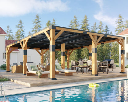 20' X 20' Cedar Wood Gazebo with Sloped Galvanized Steel Roof