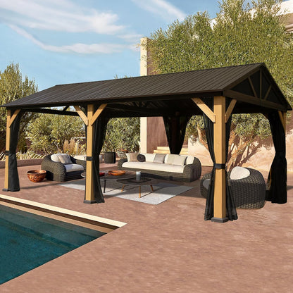 Cedar Wood Wall-Mounted Hardtop Gazebo