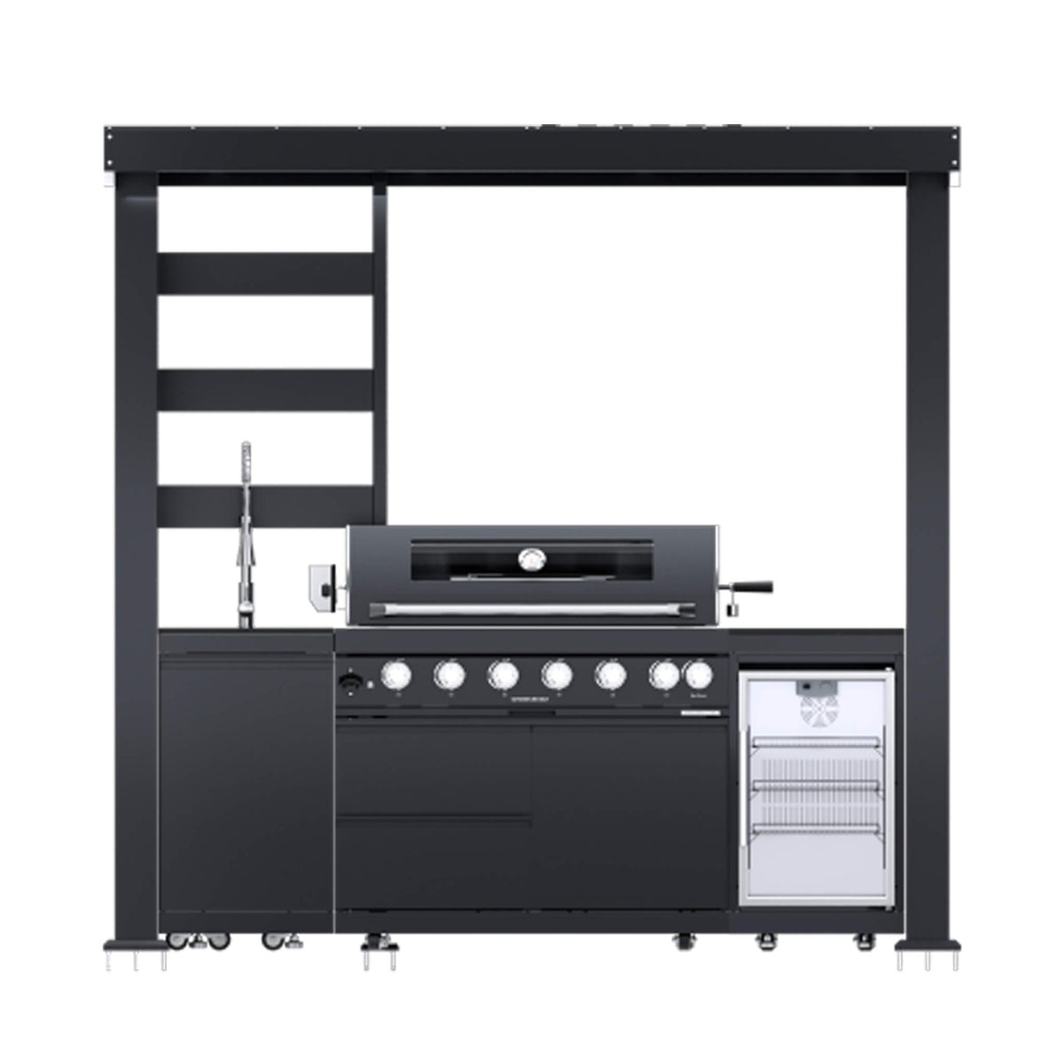Castelle Flame Astoria 94-Inch 6-Burner 85K BTU Outdoor Kitchen Grill Island
