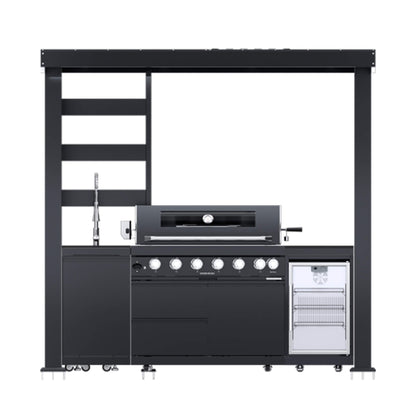Castelle Flame Astoria 94-Inch 6-Burner 85K BTU Outdoor Kitchen Grill Island
