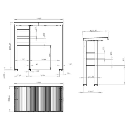 Castelle Flame Astoria 94-Inch 6-Burner 85K BTU Outdoor Kitchen Grill Island