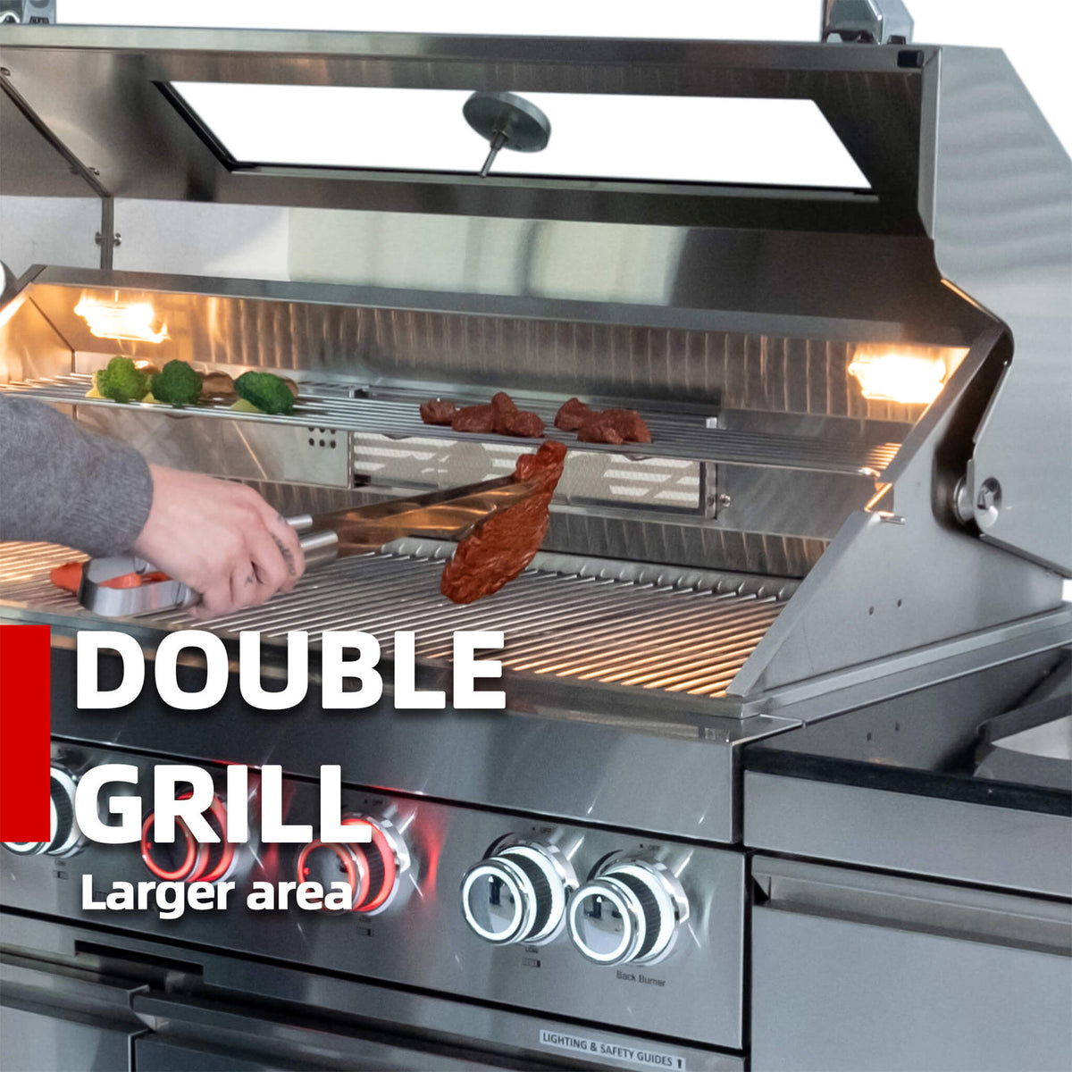 Castelle Flame Astoria 94-Inch 6-Burner 85K BTU Outdoor Kitchen Grill Island