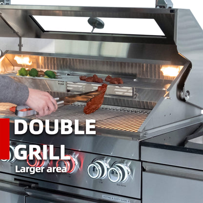 Castelle Flame Astoria 94-Inch 6-Burner 85K BTU Outdoor Kitchen Grill Island