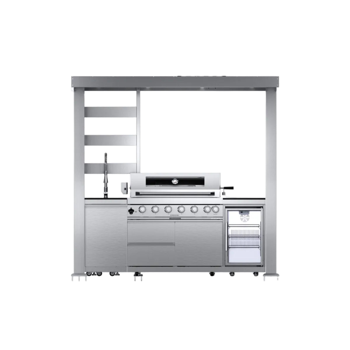 Castelle Flame Astoria 94-Inch 6-Burner 85K BTU Outdoor Kitchen Grill Island