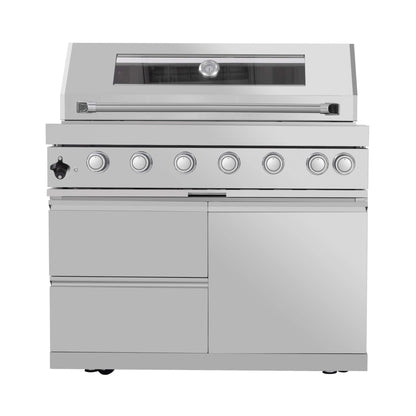 Castelle Flame Astoria 94-Inch 6-Burner 85K BTU Outdoor Kitchen Grill Island