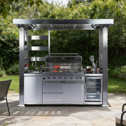 Castelle Flame Astoria 94-Inch 6-Burner 85K BTU Outdoor Kitchen Grill Island