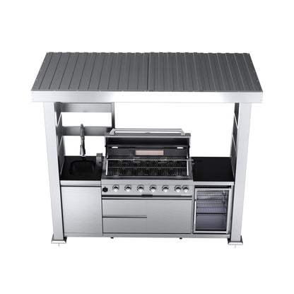 Castelle Flame Astoria 94-Inch 6-Burner 85K BTU Outdoor Kitchen Grill Island