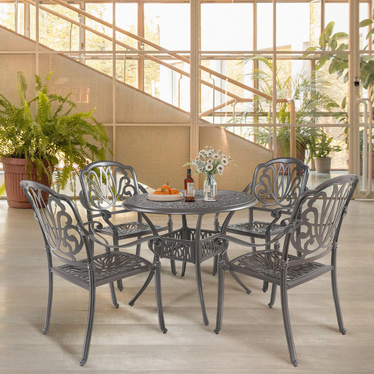 Black Aluminum Outdoor Patio Set – Complete Classic Garden Seating