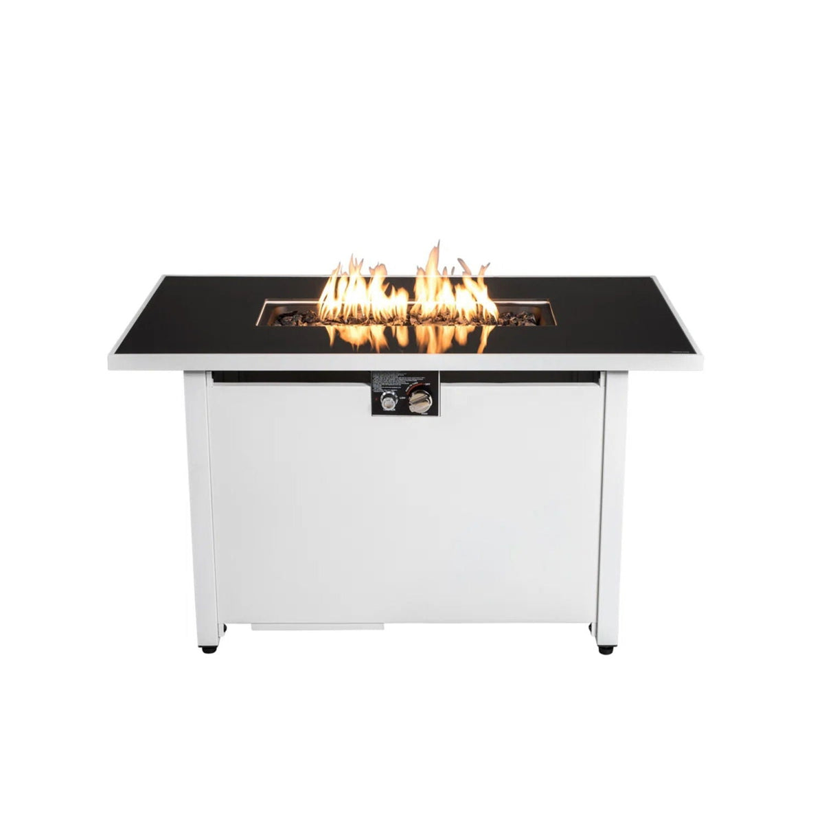 43" Rectangular Outdoor Fire Pit Table – White, 50,000 BTU Adjustable Flame