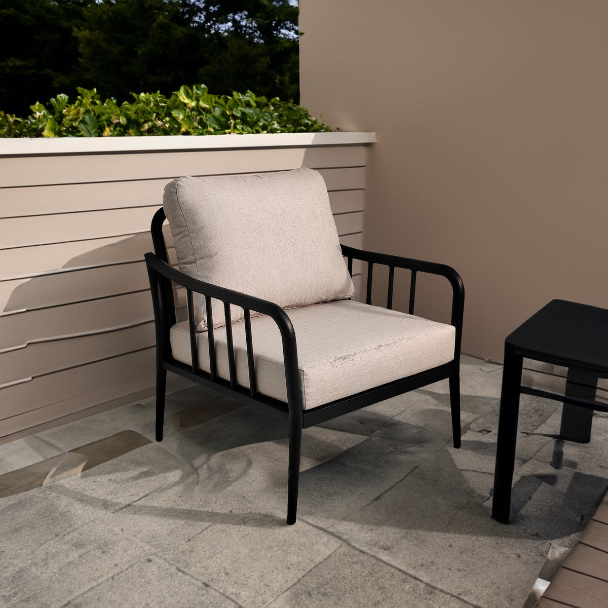 3-Piece Modern Aluminum Outdoor Conversation Set with Sunbrella Cushions & Side Table