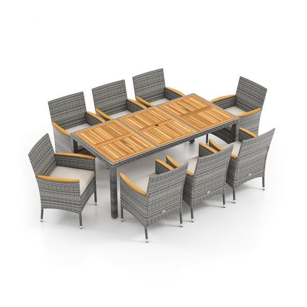 9 Pieces Patio PE Wicker Dining Set for Deck Garden and Yard