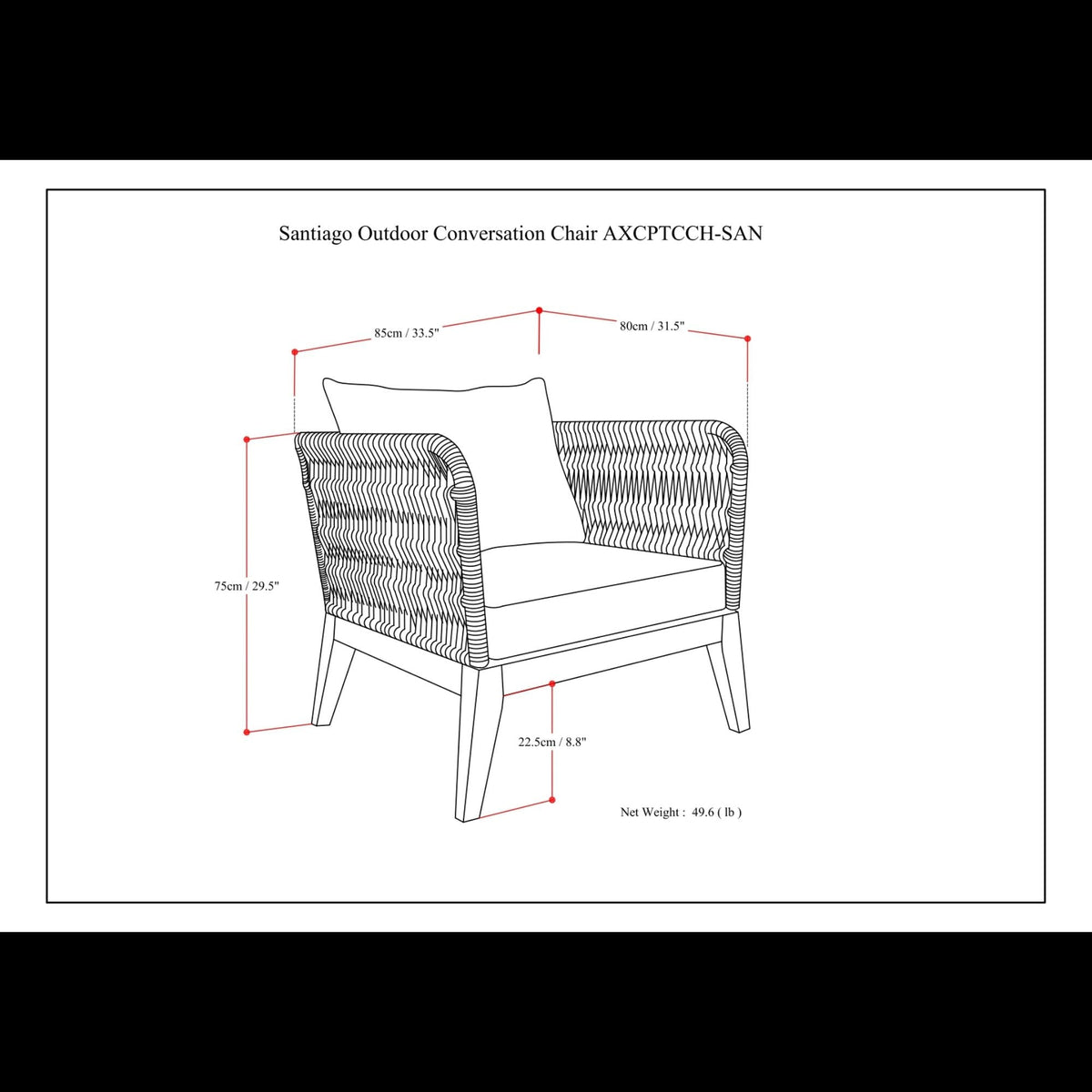 Santiago - Outdoor Conversation Chair - Slate Gray