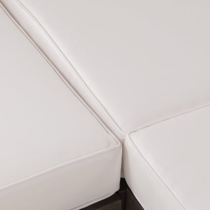 OANA Outdoor Wooden Sectional Set with Cushions, White
